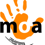 The stylized hand logo of the Museum of Ontario Archaeology. The acronym MOA is shown on the palm of the hand