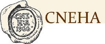 The logo of the Council for Northeast Historical Archaeology (CNEHA). The acronym appears to the right of a stylized wax stamp featuring the acronym and the year 1966.