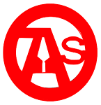 The stylized Ontario Archaeological Society Logo. A large red O encompasses a red A and S. The A features a trowel in it's upper void.