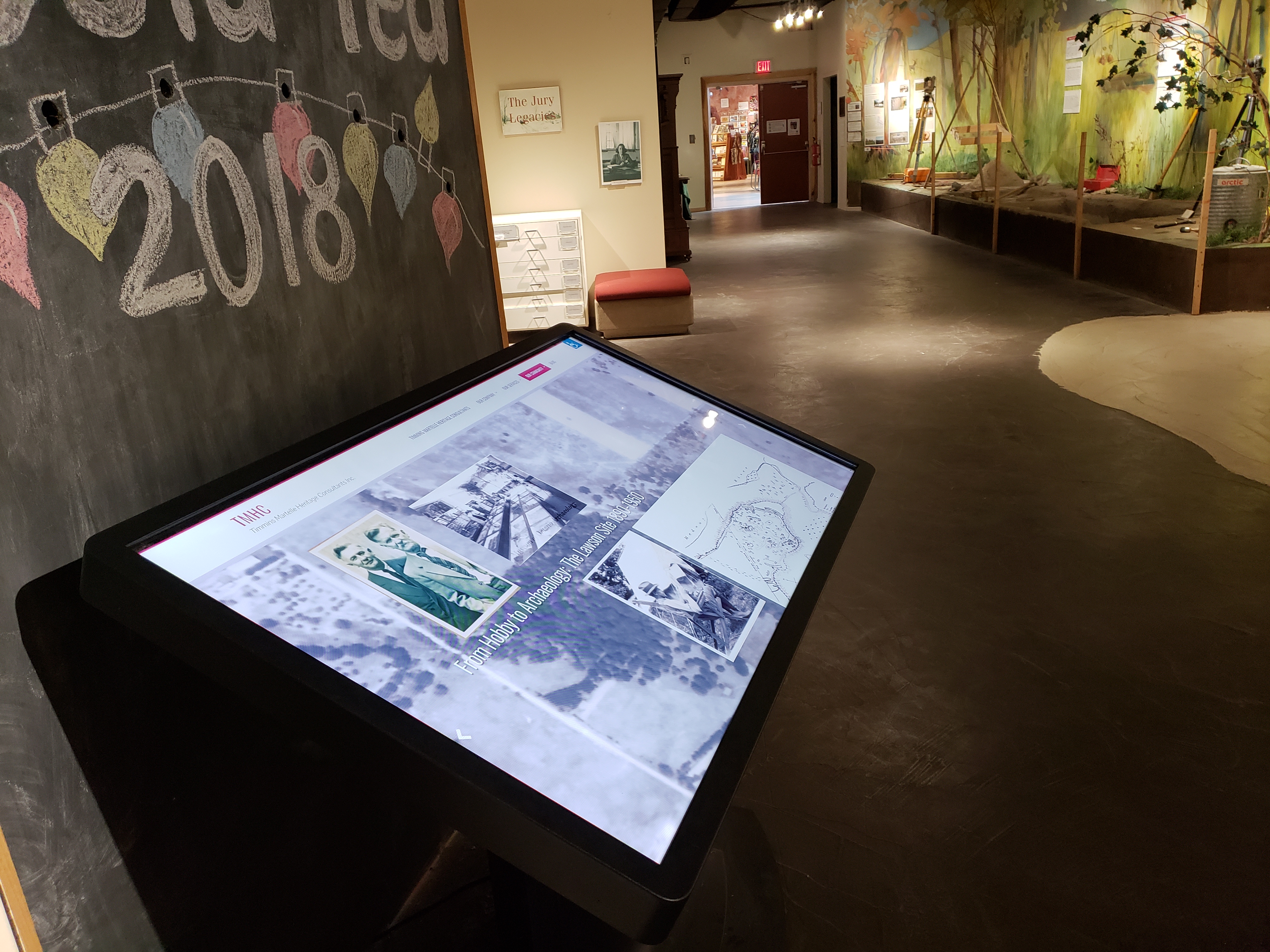 The Lawson Exhibit on display on a large touchscreen in the Museum of Ontario Archaeology gallery